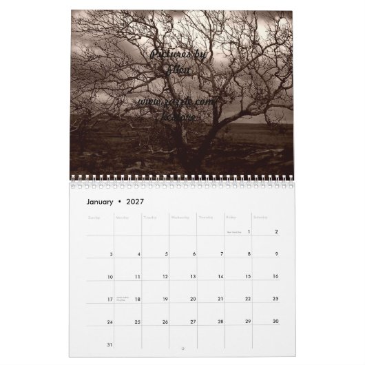 Calendrier Collines de silex du Kansas (Jan 2027)