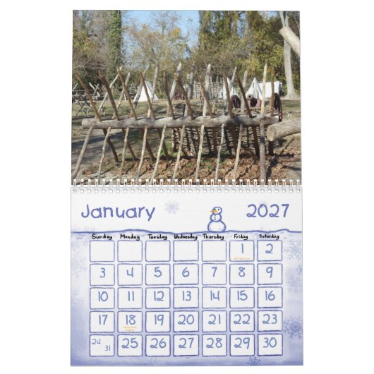 Calendrier colonial de Williamsburg 2013 (Jan 2027)