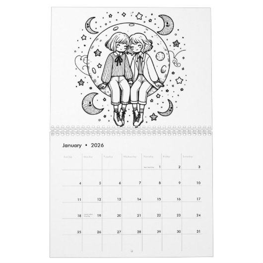 Calendrier Color Me | LGBTQIA+ Coloring Pages (Jan 2026)