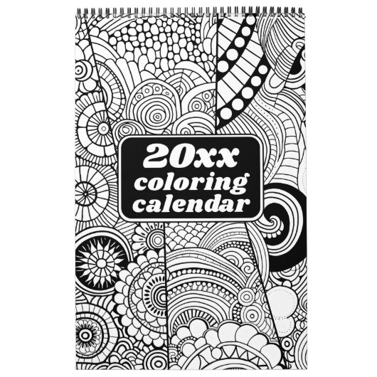 Calendrier Coloration Abstraite moderne - Blanc noir (Protection)