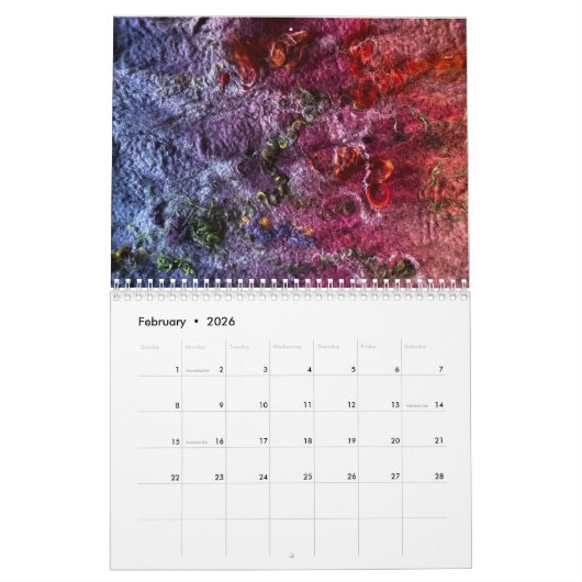 Calendrier coloré (Feb 2026)