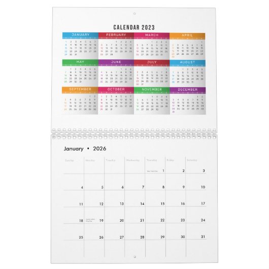 Calendrier coloré 2023 (Jan 2026)