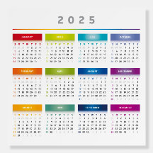 Calendrier coloré 2025 - Couleurs arc-en-ciel 3 co