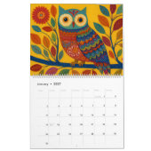 Calendrier coloré de hibou 2026 (Jan 2027)