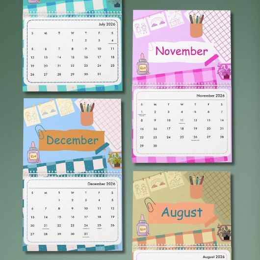 Calendrier Coloré Mignon 2026