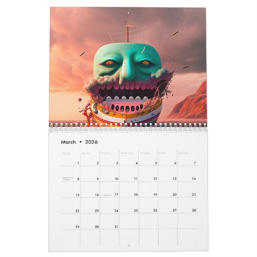 Calendrier Colored skull (Mar 2026)