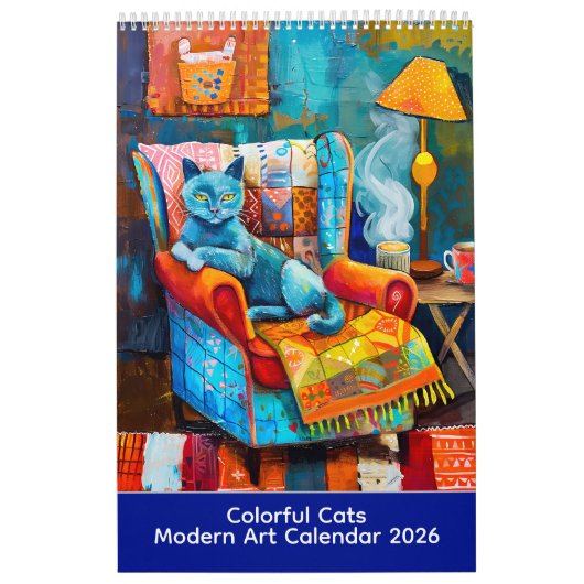 Calendrier Colorful Cats – Modern Art Calendar 2026 (Protection)