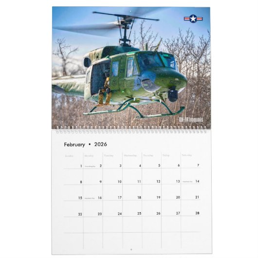 Calendrier COMBAT HUEY - hélicoptère UH-1 (Feb 2026)
