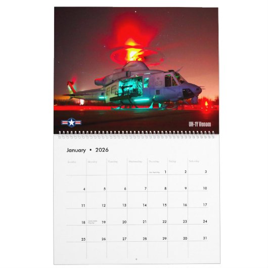 Calendrier COMBAT HUEY - hélicoptère UH-1 (Jan 2026)