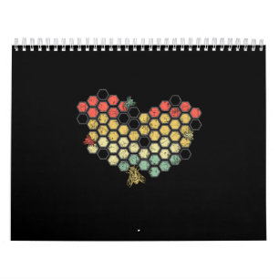 Calendrier Combe De Miel Coloré Au Coeur Avec Des Abeilles Mi