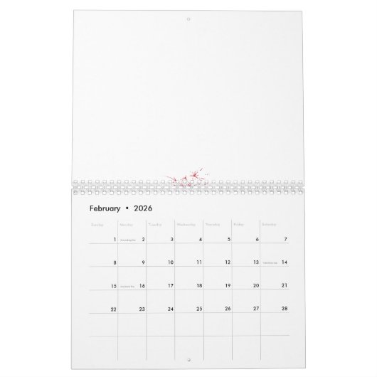 Calendrier Conception abstraite de plusieurs formes de fleurs (Feb 2026)