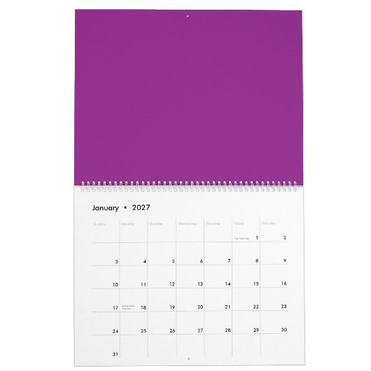 Calendrier Conception avec un Arrière - plan violet étonnant  (Jan 2027)