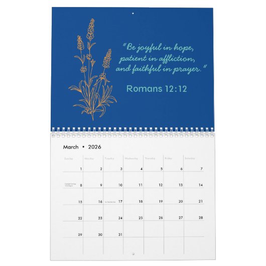 CALENDRIER CONCEPTION D'ART SIMPLE EN LIGNE DE FLEURS | RETRO (Mar 2026)