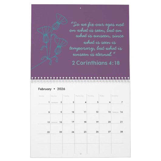 CALENDRIER CONCEPTION D'ART SIMPLE EN LIGNE DE FLEURS | RETRO (Feb 2026)
