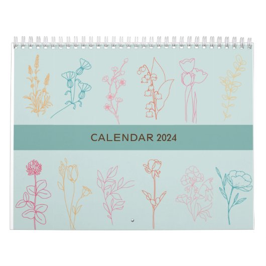 CALENDRIER CONCEPTION D'ART SIMPLE EN LIGNE DE FLEURS | RETRO (Protection)