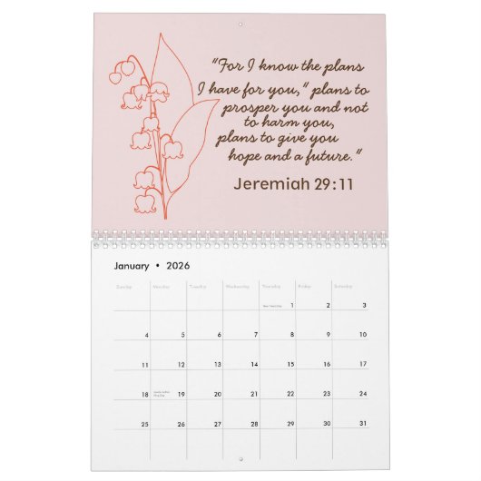 CALENDRIER CONCEPTION D'ART SIMPLE EN LIGNE DE FLEURS | RETRO (Jan 2026)