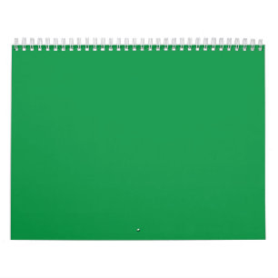 Calendrier Conception de couleur unie vert forêt minimaliste