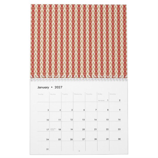 Calendrier Conception de motif à rayures désertiques boho (Jan 2027)