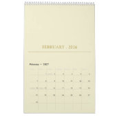 Calendrier Conception de typographie simple et propre (Feb 2027)