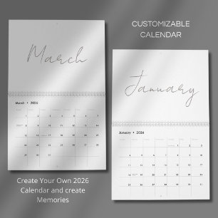 Calendrier Conception de typographie simple et propre