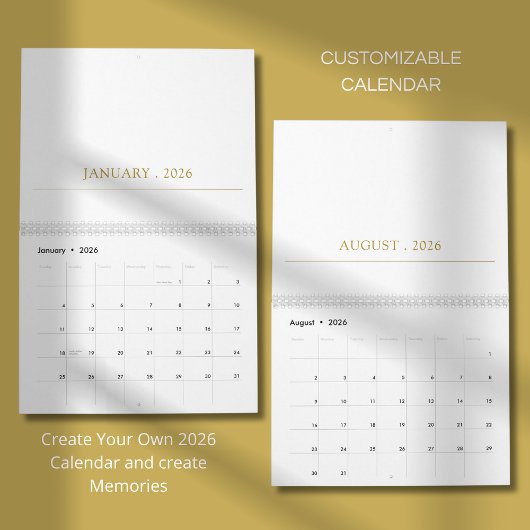 Calendrier Conception de typographie simple et propre