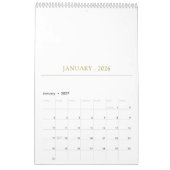 Calendrier Conception de typographie simple et propre (Jan 2027)