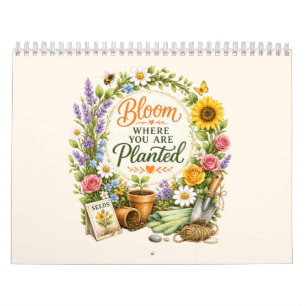 Calendrier Conception Inspirante de Jardin Floral Aquarelle