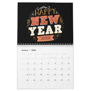Calendrier Conception personnalisée vintage Bonne Année Eve D