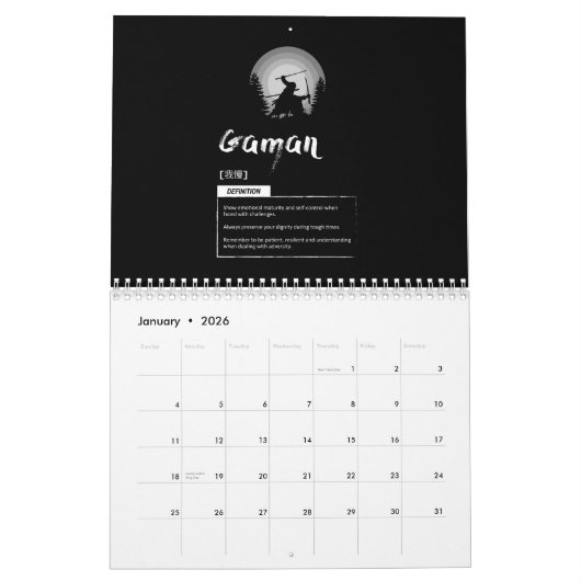 Calendrier Concepts de succès japonais - Motivationnel (Jan 2026)