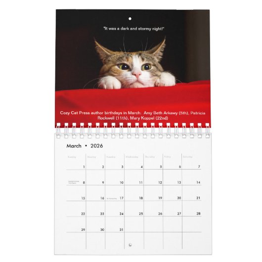 Calendrier confortable 2019 de chats (Mar 2026)