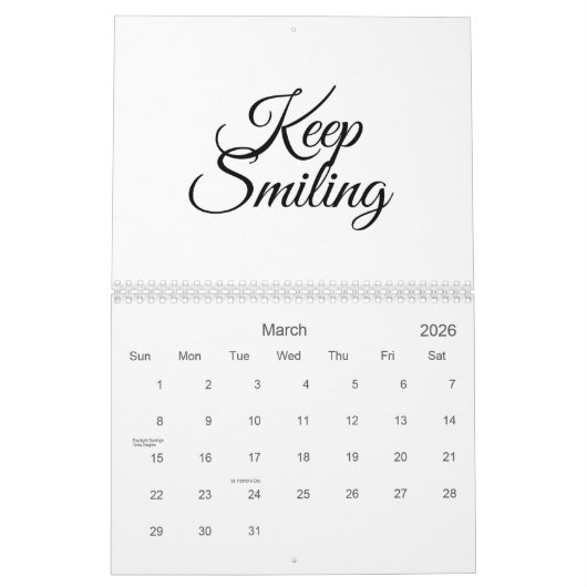 Calendrier Continuez à sourire, faites semblant que ce n'est  (Mar 2026)