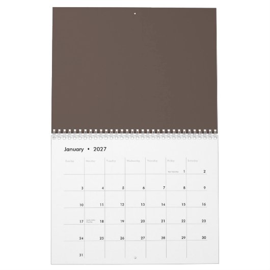 Calendrier Contre un mur Brown élégant (Jan 2027)