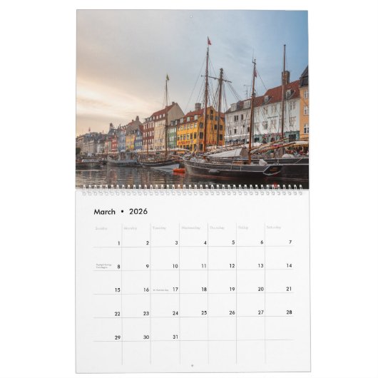 Calendrier Copenhague Danemark 2026 (Mar 2026)
