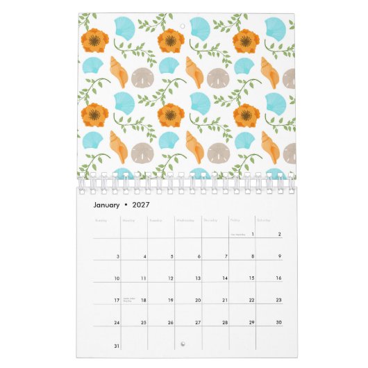 Calendrier Coquilles Marines Fleur Orange (Jan 2027)