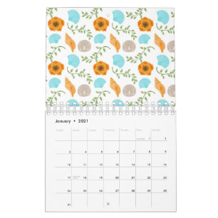 Calendrier Coquilles Marines Fleur Orange