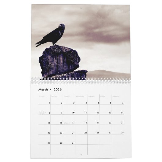 Calendrier Corbeau 2025 (Mar 2026)