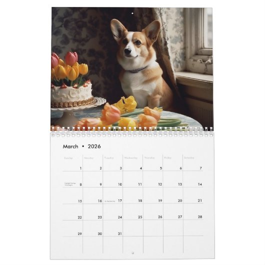 Calendrier Corgi mignon. 2024 (Mar 2026)