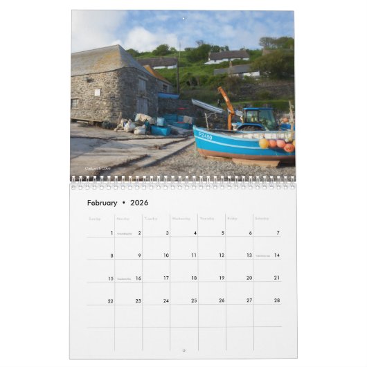 Calendrier Cornwall (Feb 2026)
