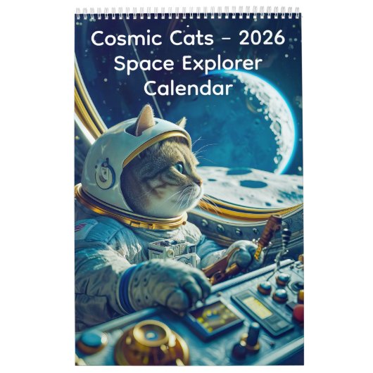 Calendrier Cosmic Cats - Explorateur spatial 2026 (Protection)