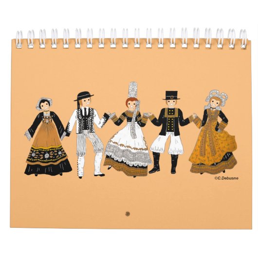 Calendrier Costume traditionnel de Bretagne, France (Dos)