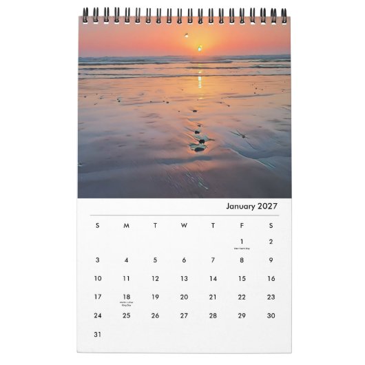 Calendrier côtier de Californie 2026 (Jan 2027)