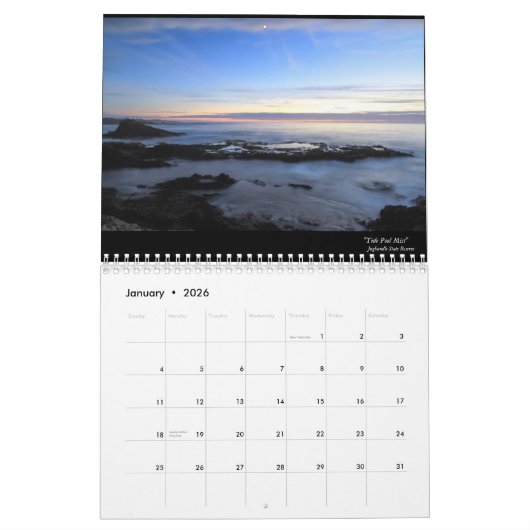 Calendrier côtier Mendocino (Jan 2026)