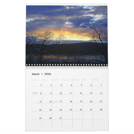 Calendrier Couchers de soleil dans la vallée de l'Hudson (Mar 2026)