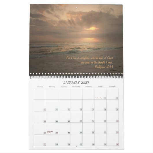 Calendrier Couchers du soleil avec Dieu (Jan 2027)