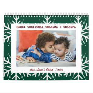 Calendrier Coucou à neige Vert Noël Photo Cadeau