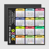 Calendrier couleur 2026 Magnet d'entreprise noir m (Devant / Derrière)