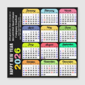 Calendrier couleur 2026 Magnet d'entreprise noir m (Devant)