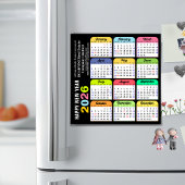 Calendrier couleur 2026 Magnet d'entreprise noir m
