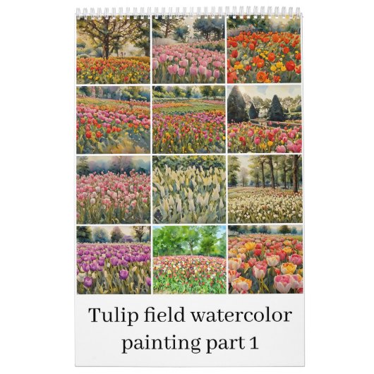 Calendrier Couleur d'aquarelle du champ de tulipe 1 (Protection)