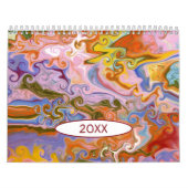 Calendrier Couleur Flower Marbling Art abstrait - (Protection)